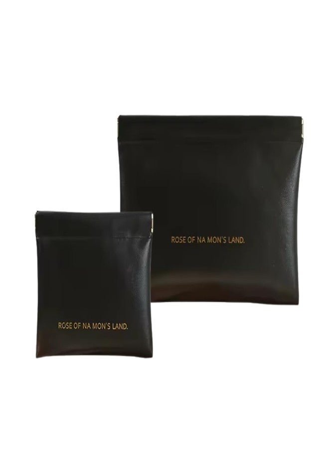 NORTIVIA Mini/Small Self Closing Coin Pouch (Set of 2) for Men & Women for Lipstick, Specs, Medicine (Black) - Image 1